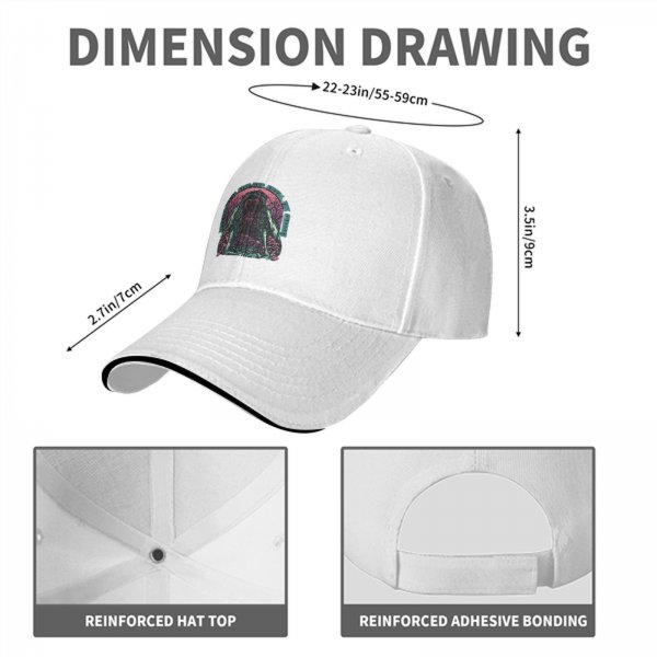 Black Baseball Cap with Dark Psychedelic Monster Graphic Print