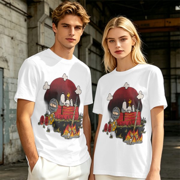 Snoopy and Charlie Brown Knight Campfire Graphic T-Shirt