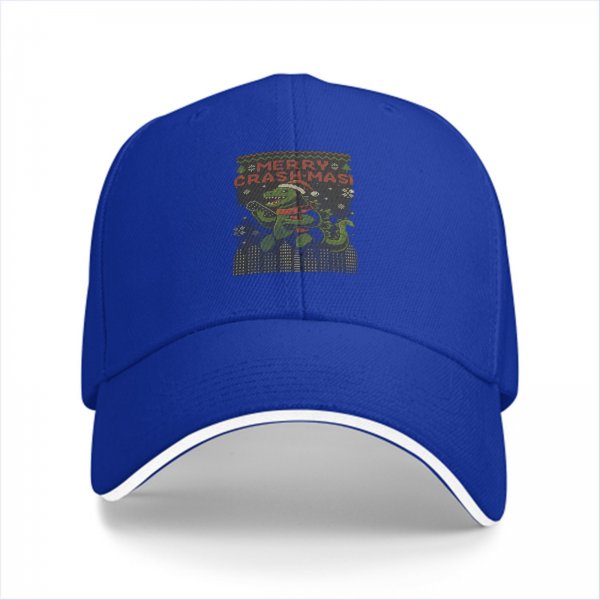 Black Baseball Cap With Godzilla Merry Crashmas Christmas Print