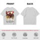 Olive T-Shirt With Anime Characters Crossing Burning Street Print
