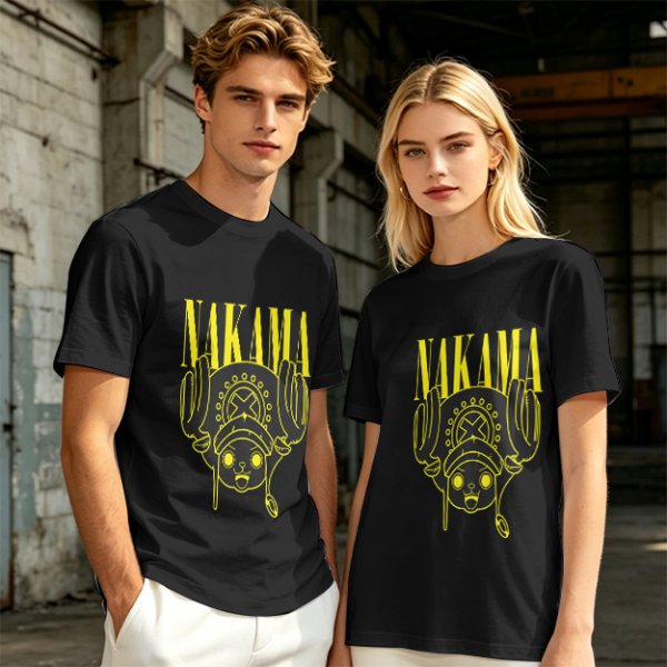 Olive Anime T-Shirt Featuring Chopper and Nakama Text