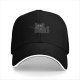 Black baseball cap with a cartoon cat holding a knife graphic