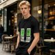 Olive T-shirt with pixel art retro computer characters print
