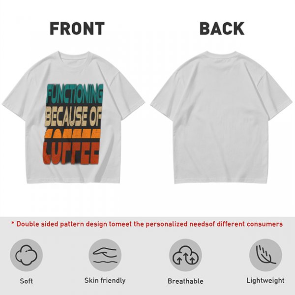 Olive Graphic T-Shirt with 'Functioning Because Of Coffee' Retro Print