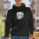 Black hoodie with raccoon and opossum heart graphic and funny text