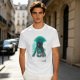 Olive T-Shirt With Glowing Teal Mushroom Creature And Moon Print