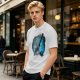 Olive T-Shirt With Galaxy Guitar Player Graphic Print