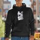Black hoodie with manga panel character print