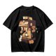 Olive t-shirt with espresso machine and cats graphic