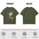 Olive T-Shirt With Relaxed Bearded Man Holding Skull Cup Print
