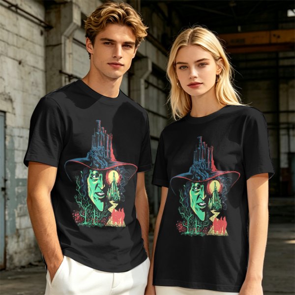 Olive T-Shirt with Wicked Witch of the West Emerald City Artwork