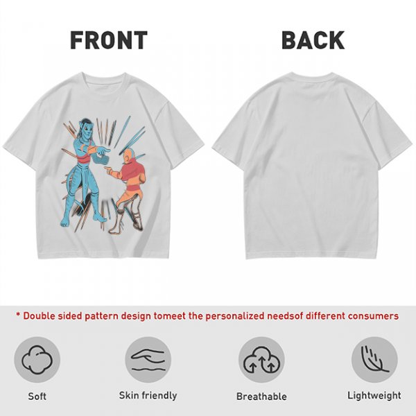 Olive T-shirt with Avatar Na'vi and Aang Pointing Meme Art