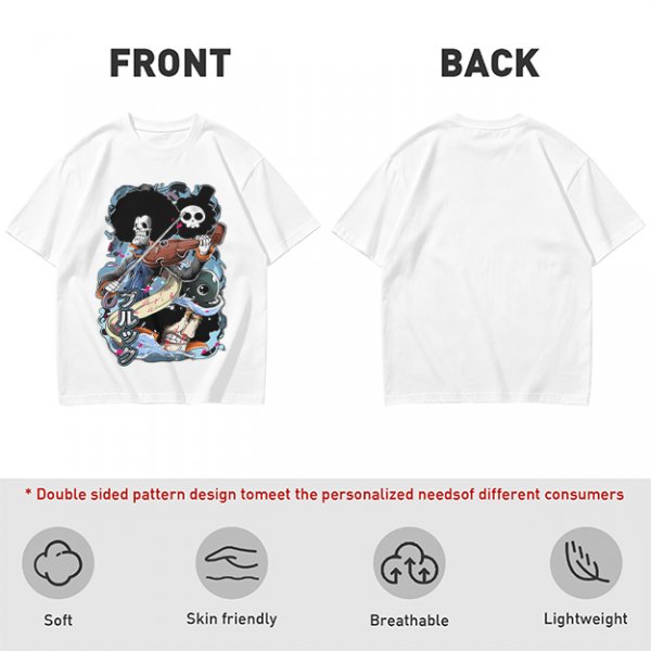 One Piece Brook Skull Musician Graphic Tee