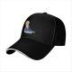Black Baseball Cap With Watercolor Moon And Silhouette Art Print