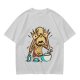 Olive T-shirt with a startled alien washing hands graphic