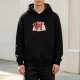 Black hoodie with a sleeping red dragon graphic design