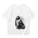 Olive t-shirt with Totoro and small spirits under full moon print