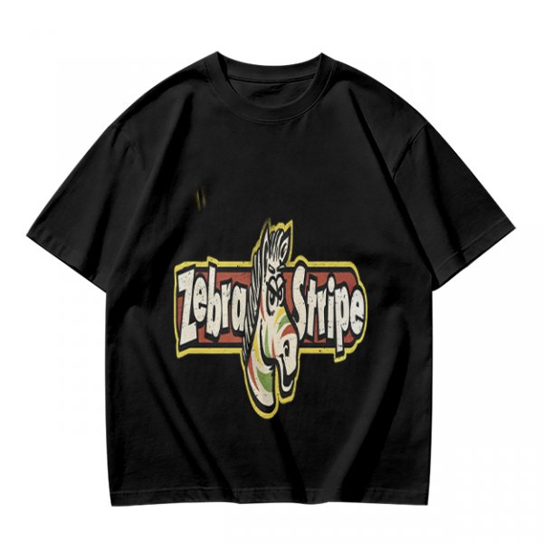 Olive green graphic t-shirt with zebra stripe design