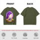 Olive T-Shirt With Purple Haired Woman And Concert Stage Print