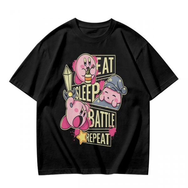 Eat Sleep Battle Repeat Kirby Graphic T-Shirt