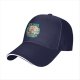 Black Baseball Cap with Blue Sea Pirate Ship Graphic Print