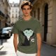Olive T-Shirt With Tired Vampire Holding Bat Mug Graphic