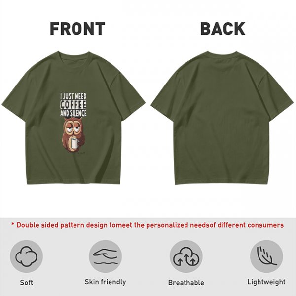 Owl Coffee Silence T-Shirt for Relaxed Daily Wear