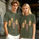 Olive T-Shirt With Cartoon Pineapples And Brown Character Graphic