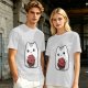Olive T-Shirt With Cute White Cat Holding D20 Dice Print