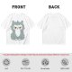 Olive T-shirt with Grumpy Fluffy Gray Cat Graphic Print