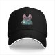 Black baseball cap with cute bat reading scary stories book print