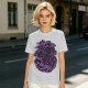 Olive Green T-Shirt with Purple Abstract Swirling Graphic Print