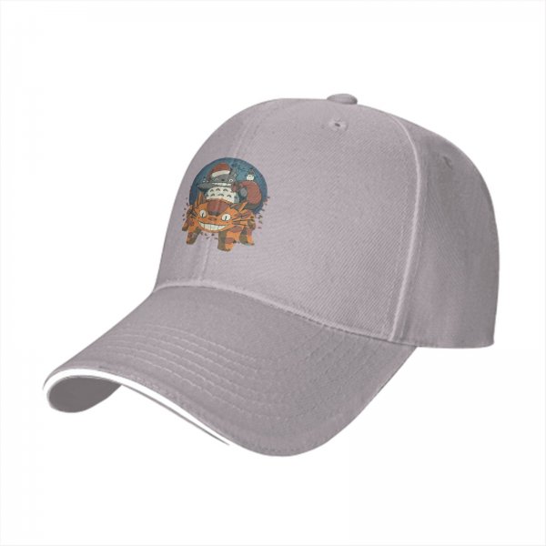 Black baseball cap with Totoro and Catbus festive graphic