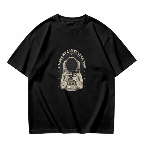 Olive Astronaut Coffee T-Shirt With Space Themed Graphic