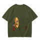 Olive T-Shirt With Cartoon Running Hamburger Character Print