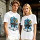 Olive T-Shirt With Fantasy Martial Artist Silhouette Graphic