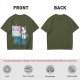 Olive T-Shirt With Cute Artist Cat Art Because Murder Is Wrong Print