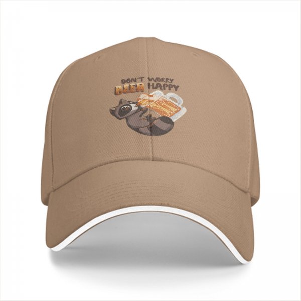 Don't Worry Beer Happy Raccoon Graphic Baseball Cap