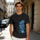 Olive Green T-Shirt with Blue Abstract Graphic Print