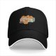 Black baseball cap with retro chicken nuggets graphic print