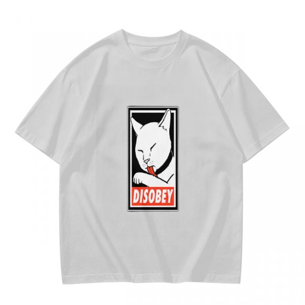 Olive T-shirt with Disobey Cat Grooming Graphic Print