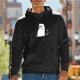 Black Hoodie With White Cat Holding Banana Graphic Print
