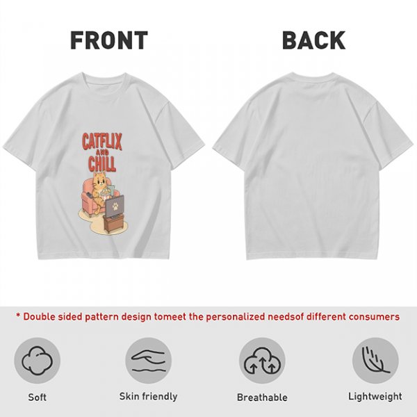 Catflix and Chill Orange Cat Watching TV Graphic T-Shirt