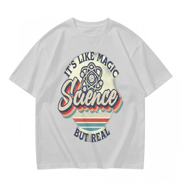 Olive T-Shirt With 'It's Like Magic Science But Real' Retro Print