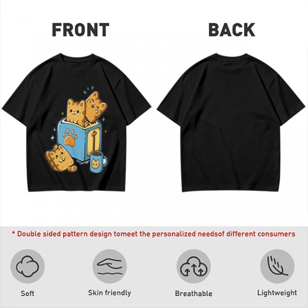 Olive T-Shirt With Cute Cat Toast Toaster Breakfast Art