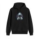 Black hoodie with anime sun god figure graphic print