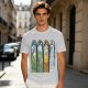 Olive T-Shirt With Stained Glass Style Four Seasons Forest Creature Art