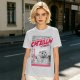 Olive green t-shirt with Catzilla giant cat monster graphic print
