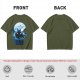 Olive T-Shirt Featuring Dragon Silhouette Under Full Moon