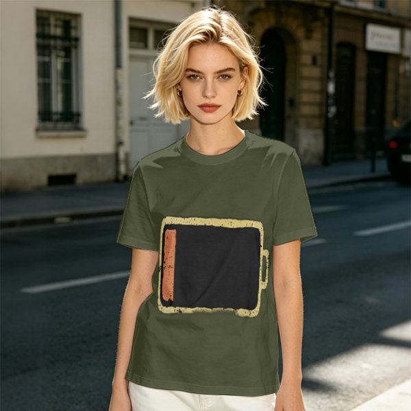 Olive Green T-Shirt With Distressed Retro TV Graphic Print
